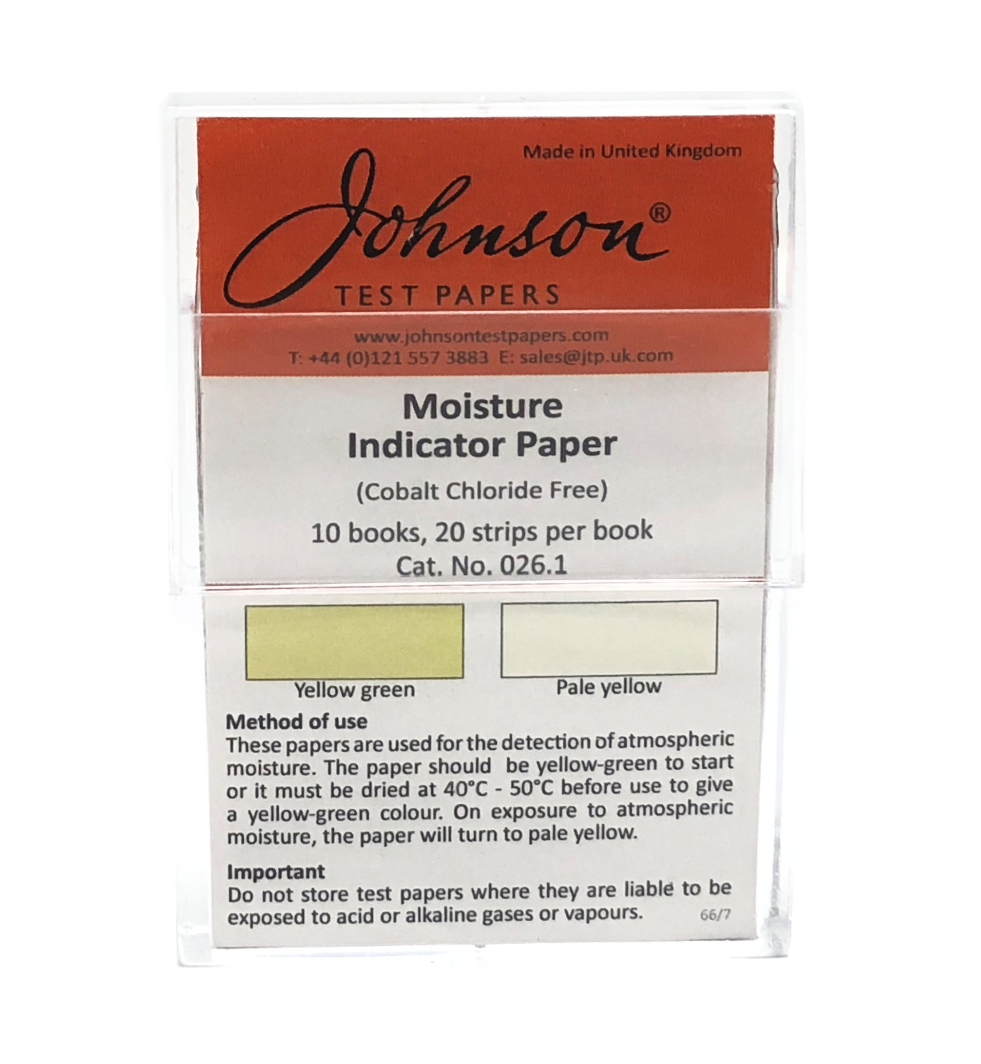 Humidity Indicator Paper (Cobalt chloride free) Humidity in air 2% (Relative)